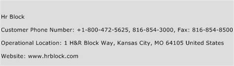 Contact information for renew-deutschland.de - Phone Number . 1-855-472-8657 Mailing Address . H&R Block One HR Block Way Kansas City , MO 64105 ...